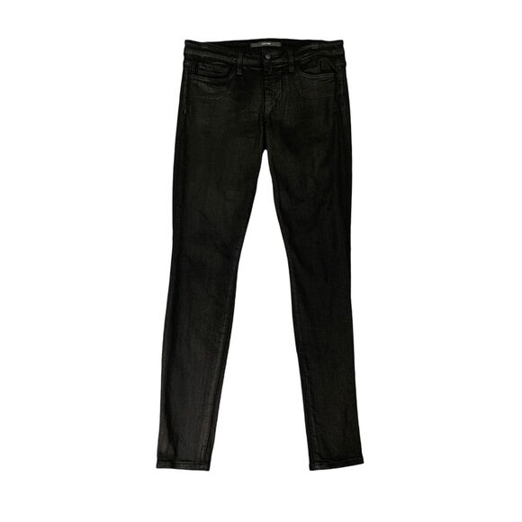 Joes Jeans Womens 30 Coated Black Skinny Ankle Mid Rise Stretch Denim 5 Pocket - Picture 1 of 10